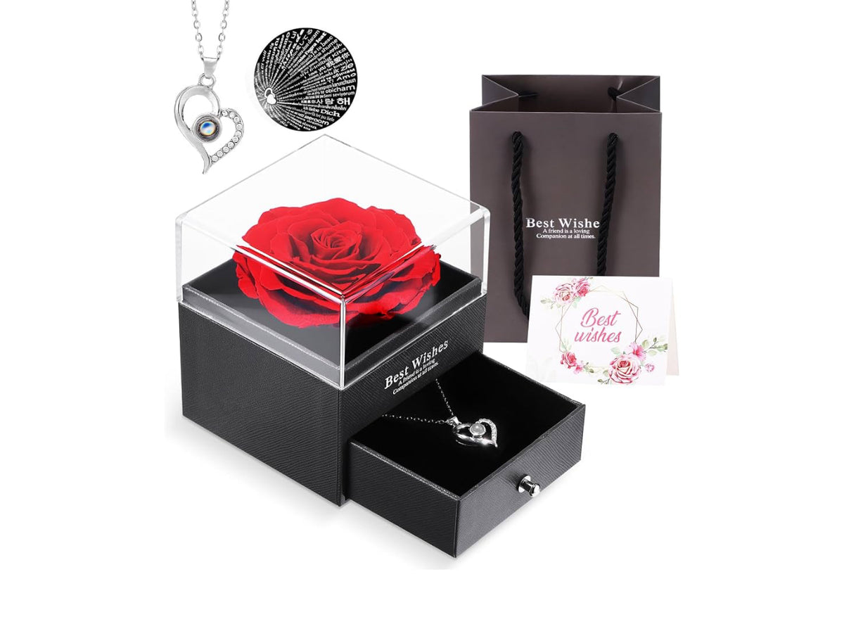 Pack de 2 Rosas Eternas con collar